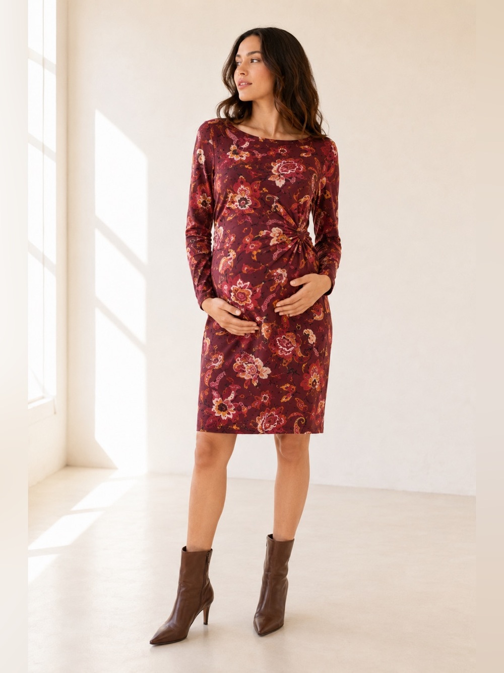 Old Navy Maternity Paisley Twist Front Dress Cinnamon Floral Sz XXL